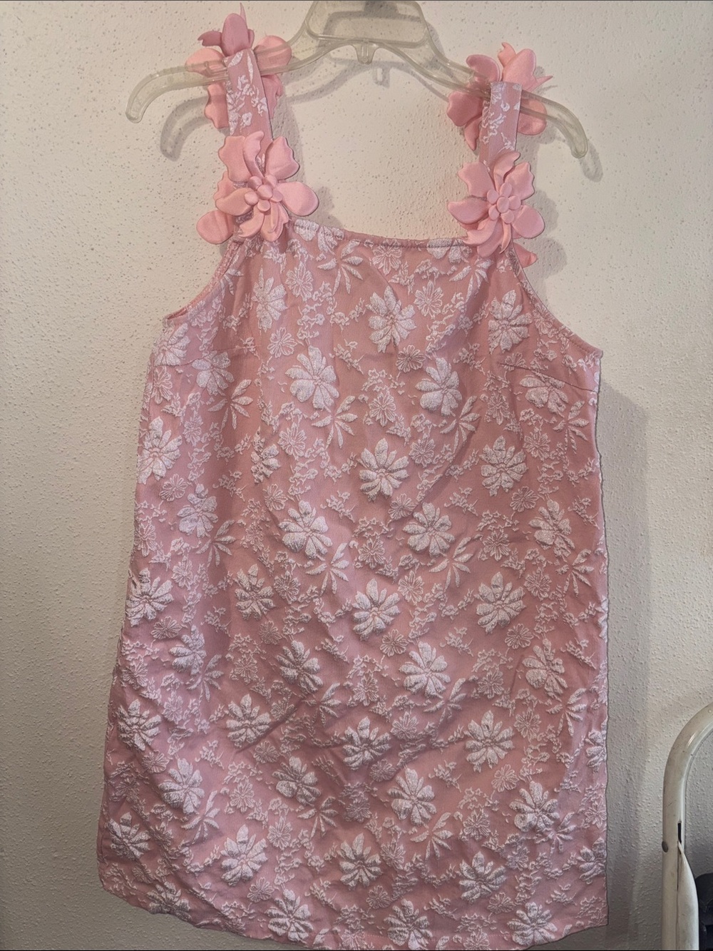 SHEIN Pink Floral Applique Mini Dress